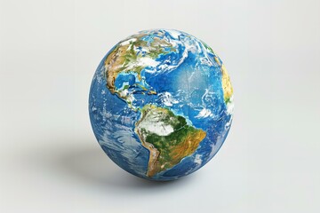 Poster - A close up of a blue and white globe with a white background