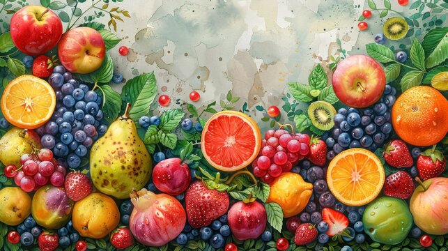 illustration of summer fruits background