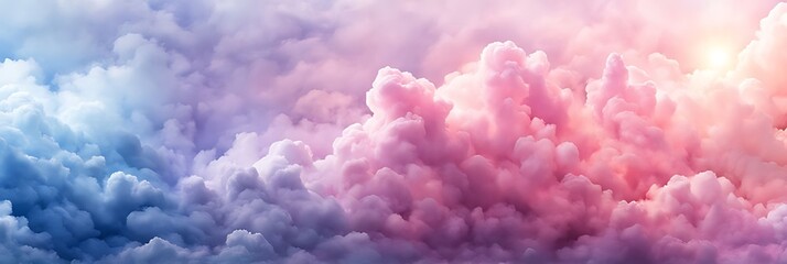 Wall Mural -  Beautiful cloudscape with blue sky and pink clouds, Pink clouds in the sky stage fluffy cotton candy ,summer paradise dreamy concept. 