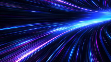 Wall Mural - black background with blue and purple streaks of light, abstract, digital art, motion blur.