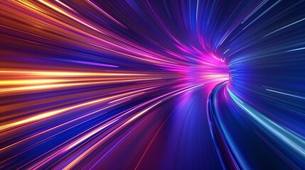 Wall Mural - blue and purple background with light streaks, dynamic, abstract, digital art. speed, fast