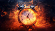© mozZz - Running after time, alarm clock burning in fire, exploding rush hour, deadline pressure, urgency
