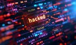 © GreenOptix - System hacking with info message 'system hacked'. Background with a code on a blue background and a virus warning. Cyber security and cybercrime