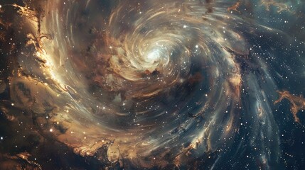 Wall Mural - An awe-inspiring view of a spiral galaxy, with swirling arms of stars and dust creating a mesmerizing celestial tapestry.