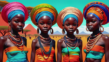 Wall Mural - International Day of the World's Indigenous Peoples. The Pygmy tribe of Africa