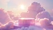© furyon - dreamy pink podium floating in ethereal sky romantic 3d product display stage with heavenly light digital art
