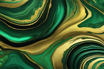  Background green gold abstract texture marble pattern liquid ink paint. Dark background green gold luxury stone wallpaper golden watercolor foil agate black art design emerald color fluid water moder