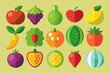© SaroStock - Fruit and vegetable icons set for healthy eating and nutrition concepts.