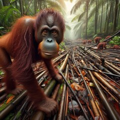 Orangutan Starving Due to Deforestation