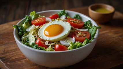 tomato, lettuce, onion and boiled egg salad