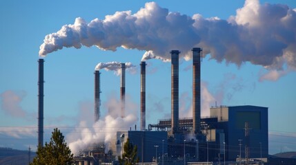 Wall Mural - A series of chimneys rising above the coking facility expelling waste gases produced during the process.