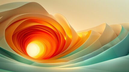 Wall Mural - a bold abstract illustration with orange, green, and white colors.