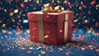 © akkash jpg - 'Celebration gift confetti 3d year background. dark birthday A See party. holiday Iillustration new rendering. blue Less anniversary. three-dimensional celebrate christmas box present sale open'