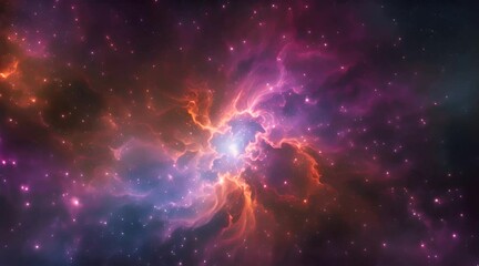 Wall Mural - Vibrant Deep Purple and Copper Abstract Fractal Universe Space Looping Background