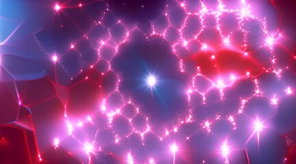 Wall Mural - Celestial Kaleidoscope: Hypnotic Blue and Red Fractal Clouds Painting the Sky