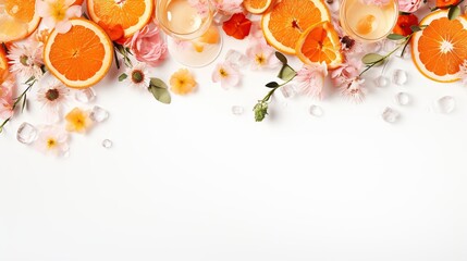 Light alcoholic drink. Spritz. Spritz Veneziano drink poster card design flowers space