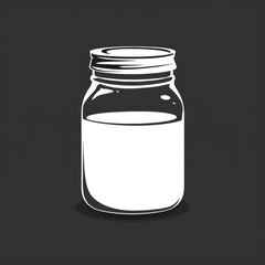 Wall Mural - jar illustration, flat black color, icon, simple and minimal, isolated on a flat background
