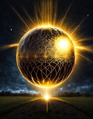 Wall Mural - a mysterious golden orb with internal energy.
