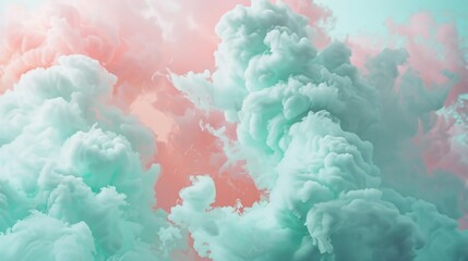 Wall Mural - Blissful Mint Green Mix Soft Pink Dreamscape