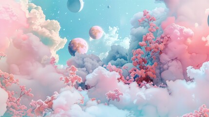 Canvas Print - Blissful Soft Pink Blush Blue Dreamscape