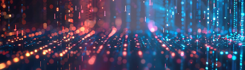 abstract data background with glowing lines and digital particles