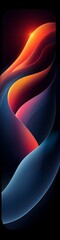 Wall Mural - A sleek abstract design in mainly blue and black with orange highlights. 