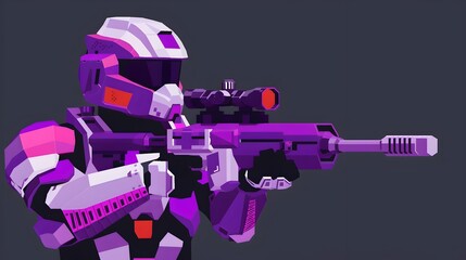 Powerful Futuristic Mecha Soldier Wielding Advanced Weaponry in Sci Fi Combat Scenario