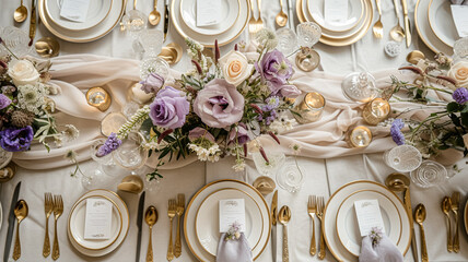 Sticker - Wedding decor with lavender theme, floral decoration design and beautiful decor setting arrangement idea