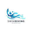 © ARTERNOON - swimmer and diver logos with people and water that give a cheerful and energetic impression