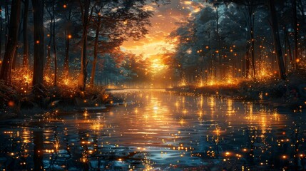 Wall Mural - 幻想的な蛍の光