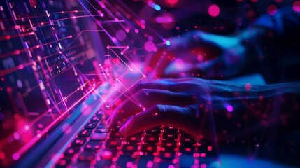close up hand programmer typing on the laptop