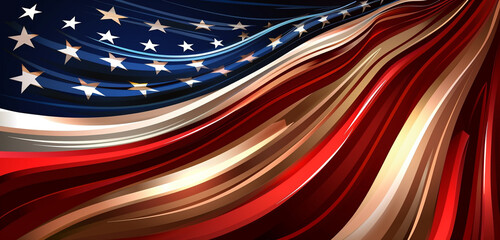 Wall Mural - flowing american flag colors in dynamic vector art, suitable for a modern patriotic theme.