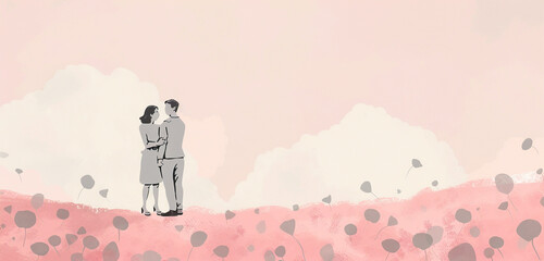 Wall Mural - soft minimalist veterans day graphic in blush and dove gray for a modern aesthetic.