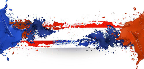 Wall Mural - horizontal splash of flag colors designed for an ultrawide header/footer with white center.