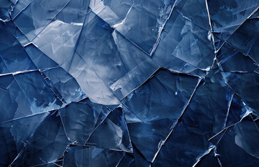 Canvas Print - A detailed texture of cracked ice, perfect for adding realistic elements to your designs. The dark blue color and the icy patterns. Created with Ai 