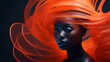 © Gomez - Fashion Surreal Concept. Closeup portrait of black woman in avant garde ethereal futuristic swirl edgy headgear outfit. illuminated dynamic composition. sensual, advertisement