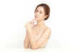 © kitthanes  - Beautiful young asian woman with clean fresh skin on white background, Face care, Facial treatment, Cosmetology, beauty and spa, Asian women portrait.