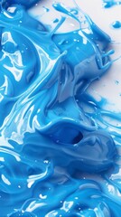 Poster - Blue paint spreading on a white background close up