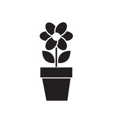 Wall Mural - Flower and flowerpot silhouette icon. Vector.