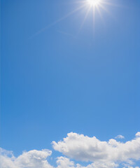 Wall Mural - A bright blue sky and a few clouds