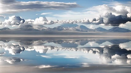 Wall Mural - As the wind ripples the surface of Salar de Uyuni the reflection becomes a moving work of art.