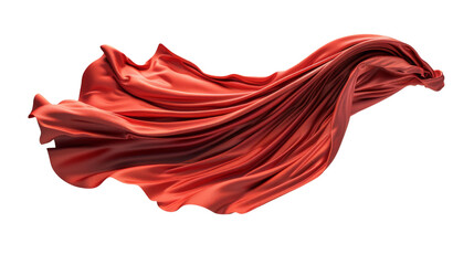 Wall Mural - Graphic illustration of a red superhero cape flying in the wind. The drapery represents a halloween costume mantle or a textile curtain that can be used in the home. PNG