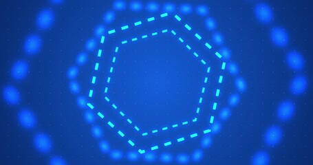 Multiple dotted technology benzene rings hexagons moving cyber computer bg 4K. Data beams scientific chemistry formula bg design elements stock footage. Polygon cell minimal digital loop grid dots.
