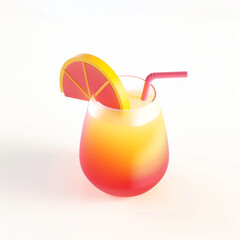 Poster - Cocktail in a glass 3D icon on white background
