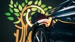 © Designstor09 - Close-up of electric car charging, ecology transportation conept.