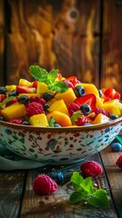 Wall Mural - pineapples, blueberries, raspberries twice