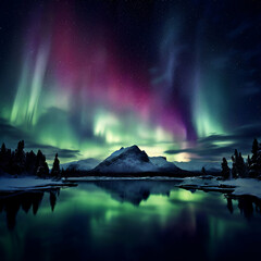 aurora over the lake