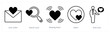 © popcornarts - A set of 5 Love and Romance icons as love letter, search love, beating heart