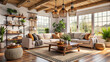 © KingKongThePitbull - minimalist Farmhouse, boho style interior design of modern living room, home