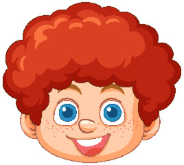 Wall Mural - Happy cartoon face with curly red hair